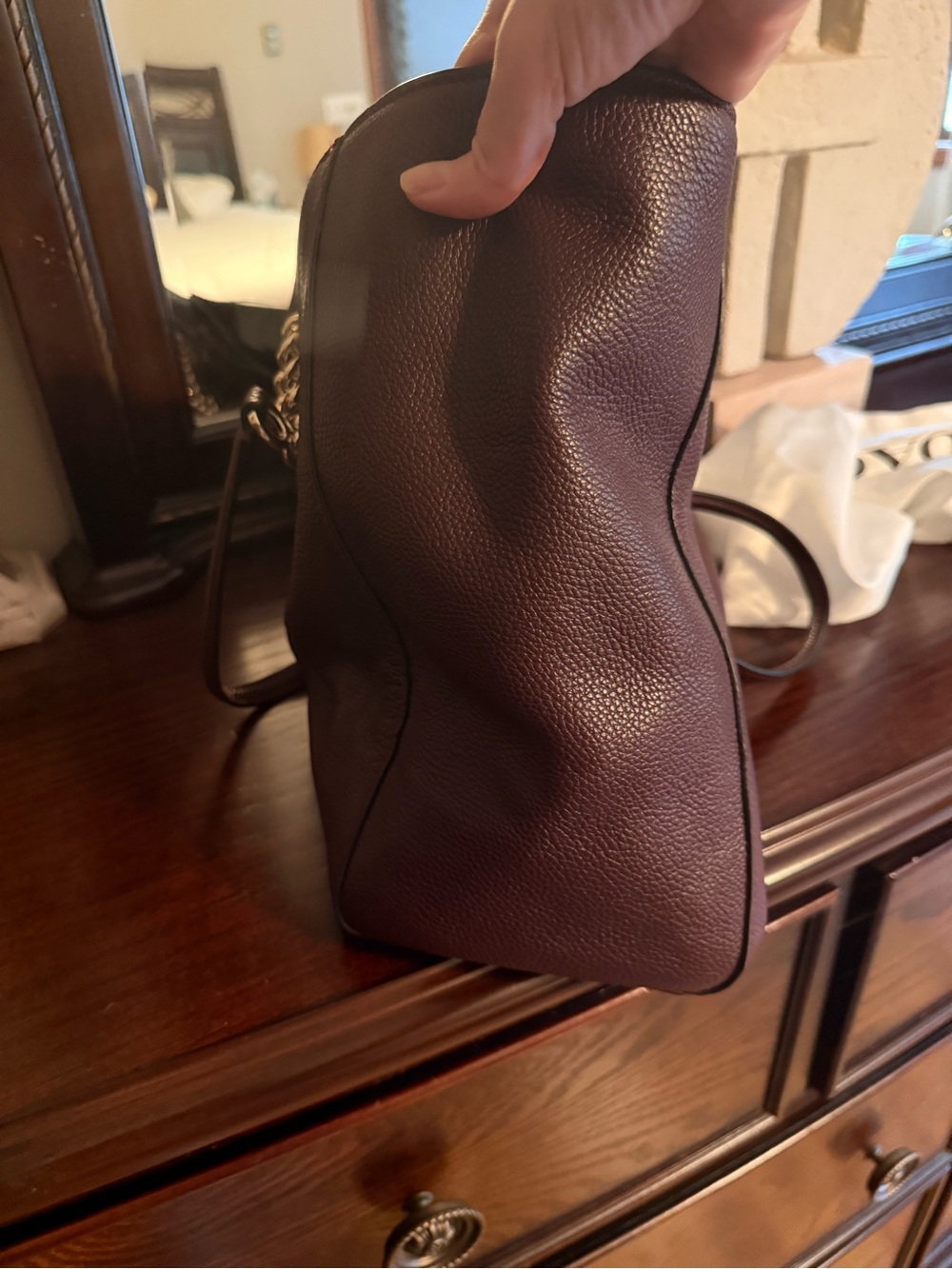 Coach Pebbled Leather Tote in gorgeous Burgundy with Gold Hardware - Picture 6 of 9